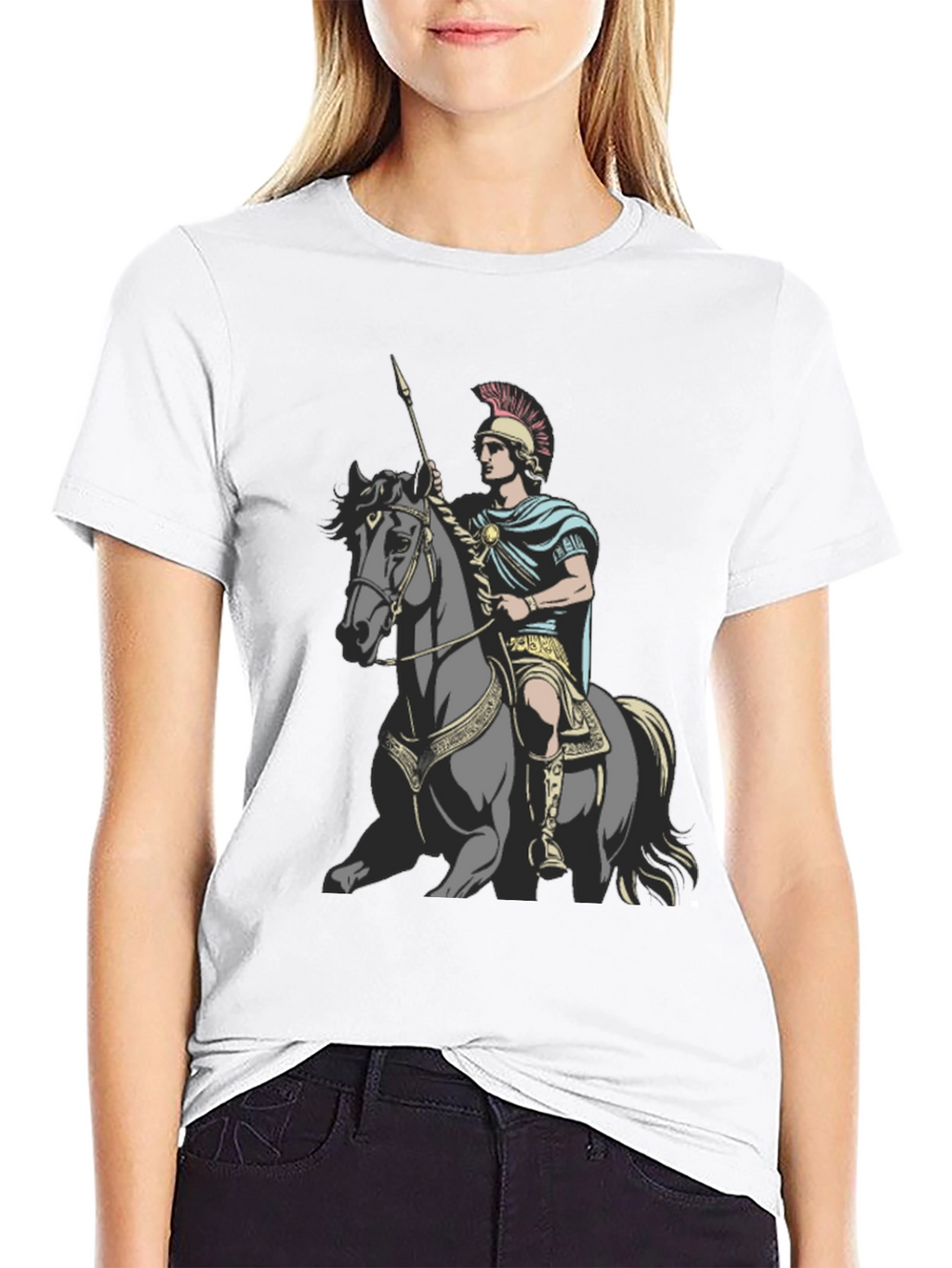 Camiseta Hombre Guerrero a Caballo Negra