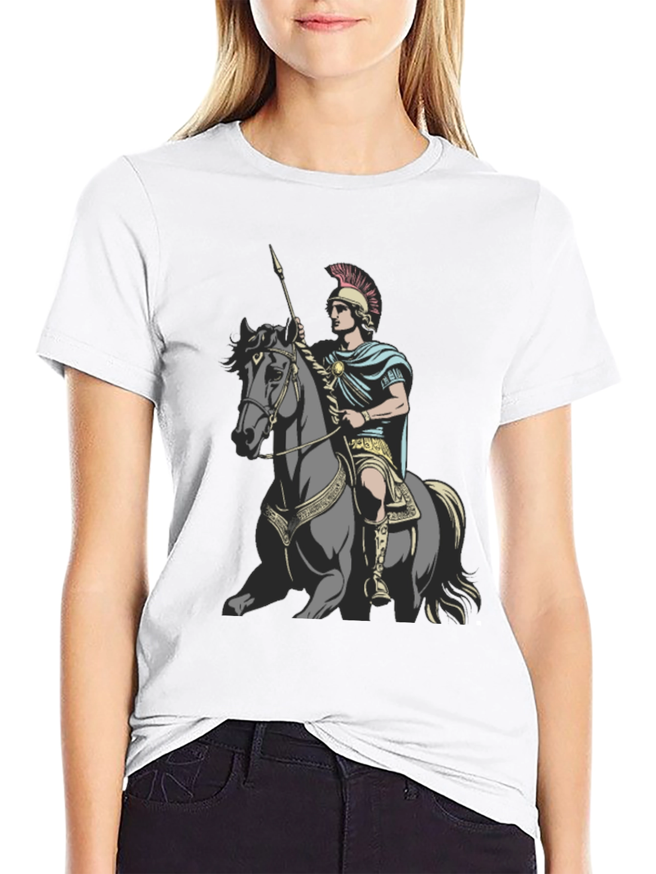 Camiseta Hombre Guerrero a Caballo Negra