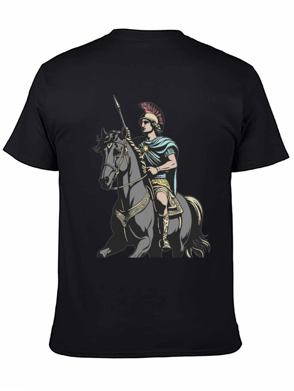Camiseta Hombre Guerrero a Caballo Negra