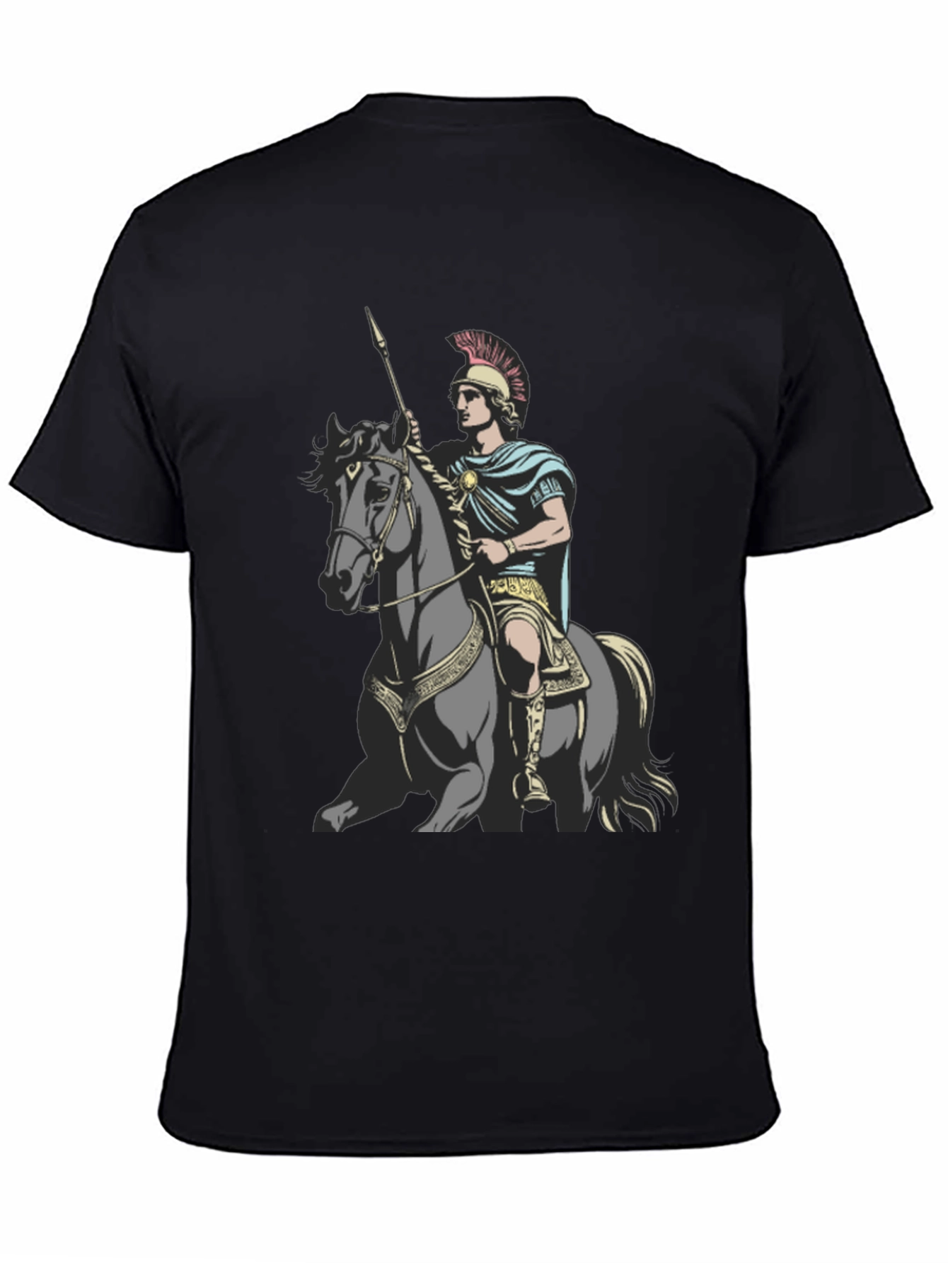 Camiseta Hombre Guerrero a Caballo Negra