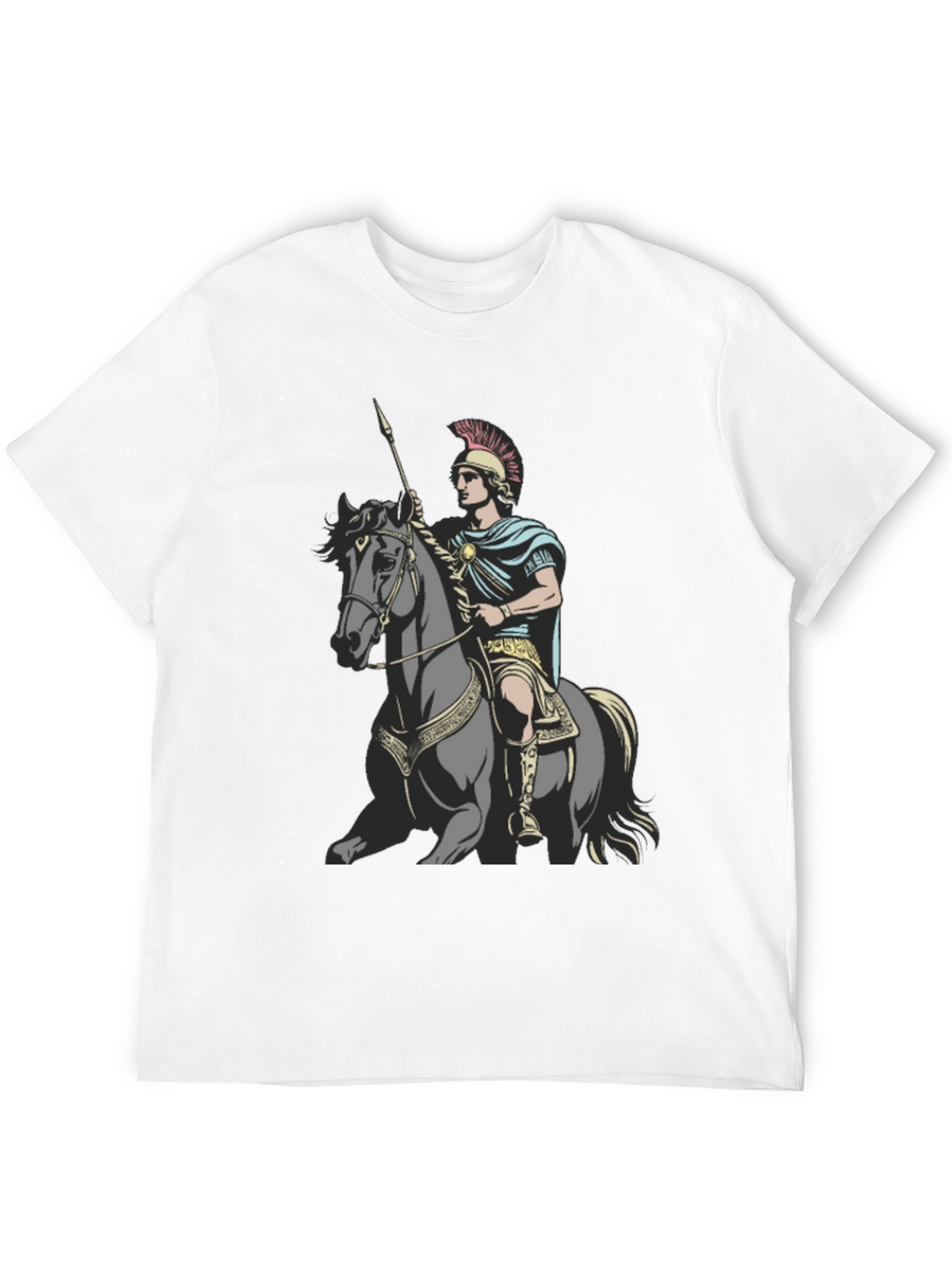 Camiseta Hombre Guerrero a Caballo Negra