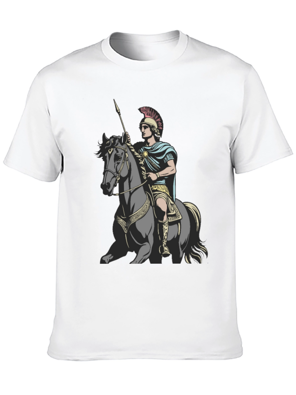 Camiseta Hombre Guerrero a Caballo Negra