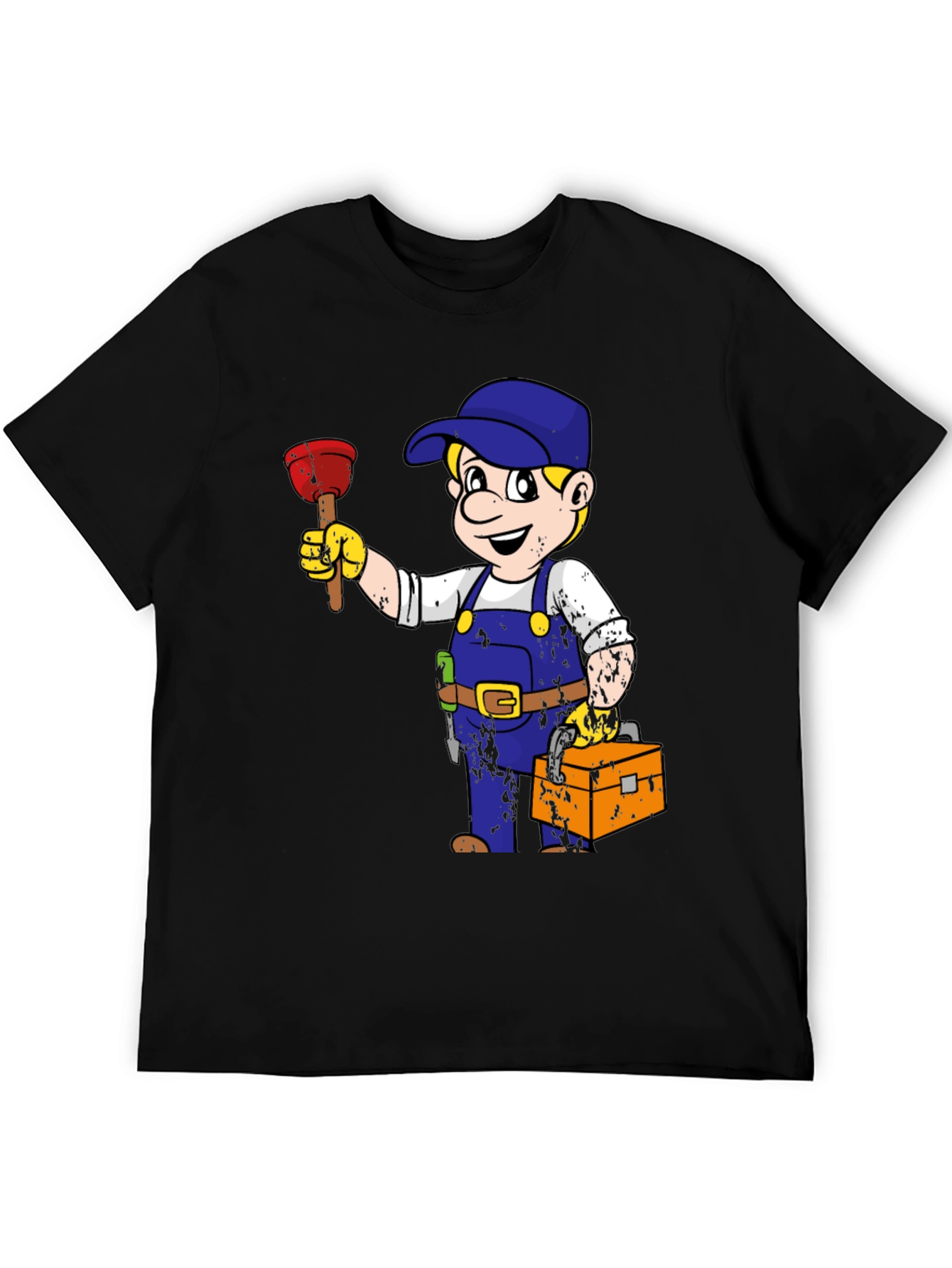 Camiseta Negra con Dibujo de Fontanero