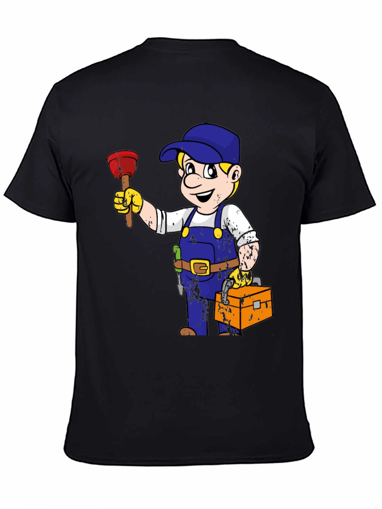 Camiseta Negra con Dibujo de Fontanero