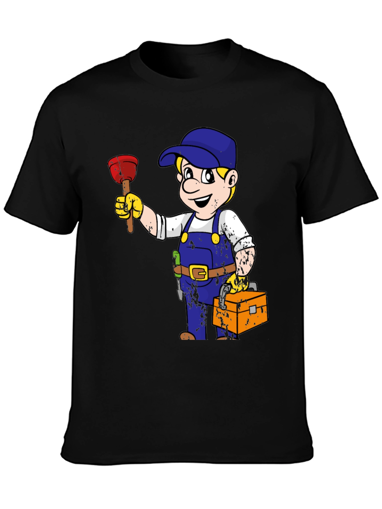 Camiseta Negra con Dibujo de Fontanero