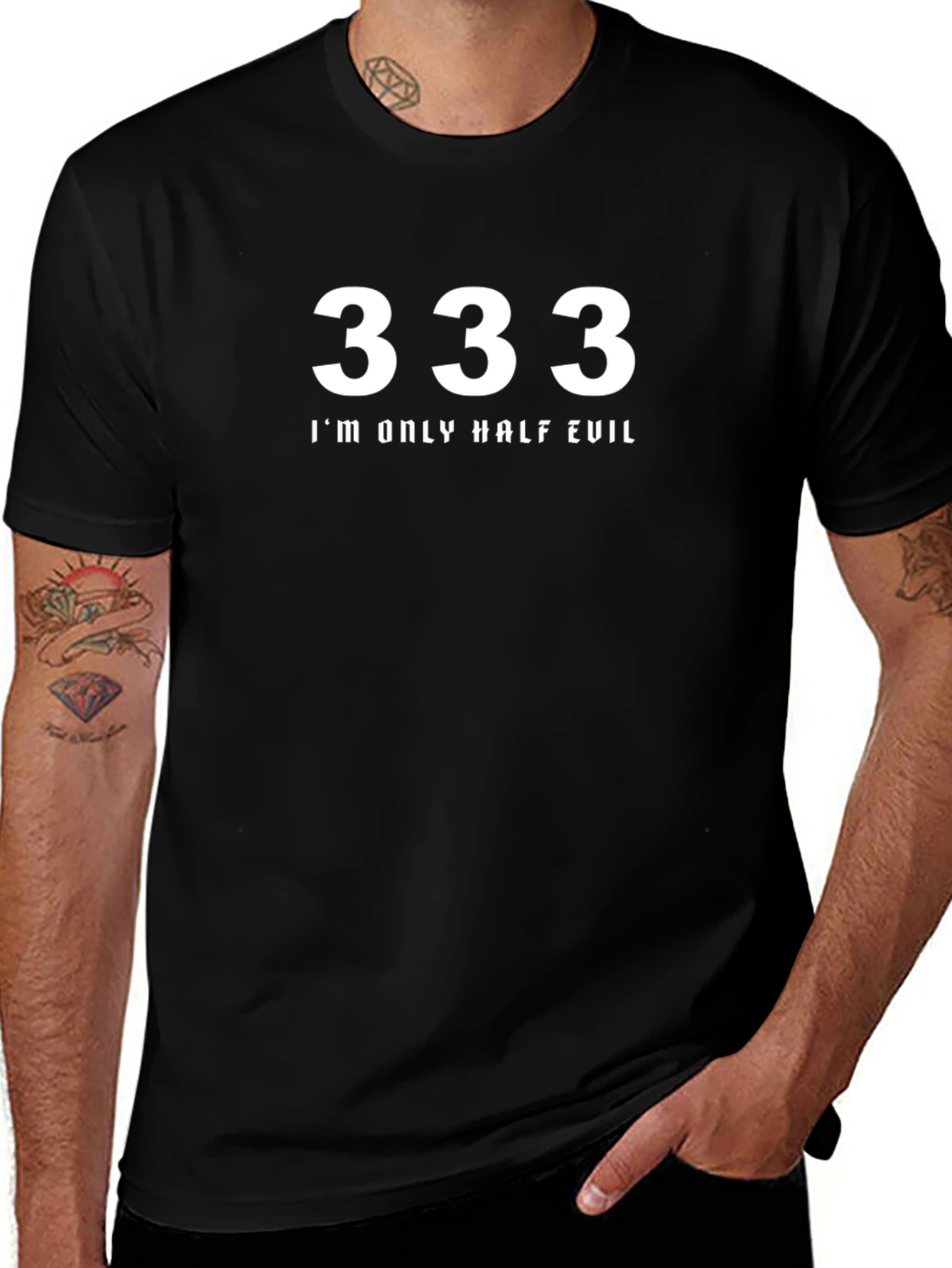 Camiseta 333 Half Evil para Hombre - Algodón Casual