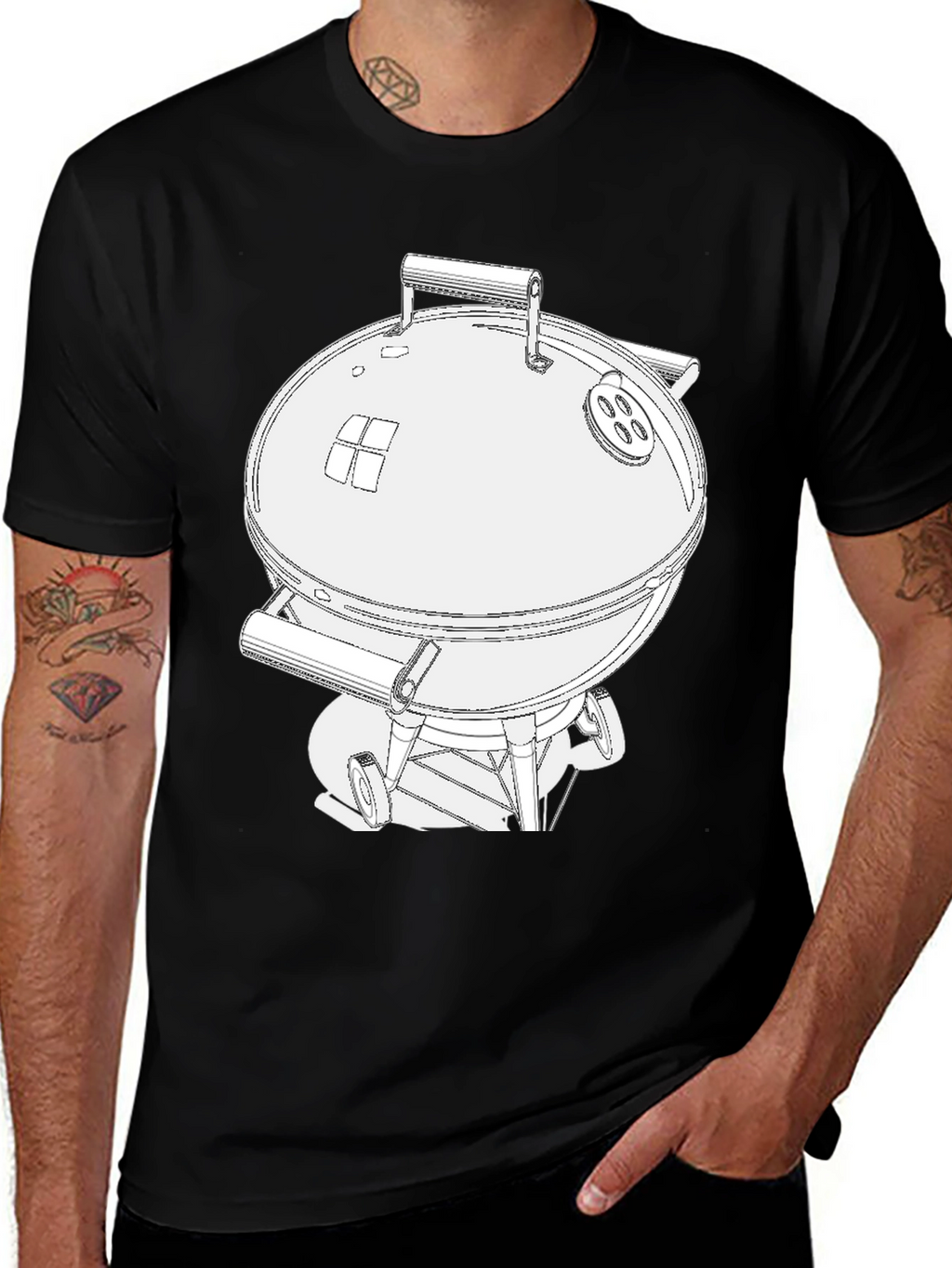 Camiseta Hombre con Diseño de Parrilla BBQ
