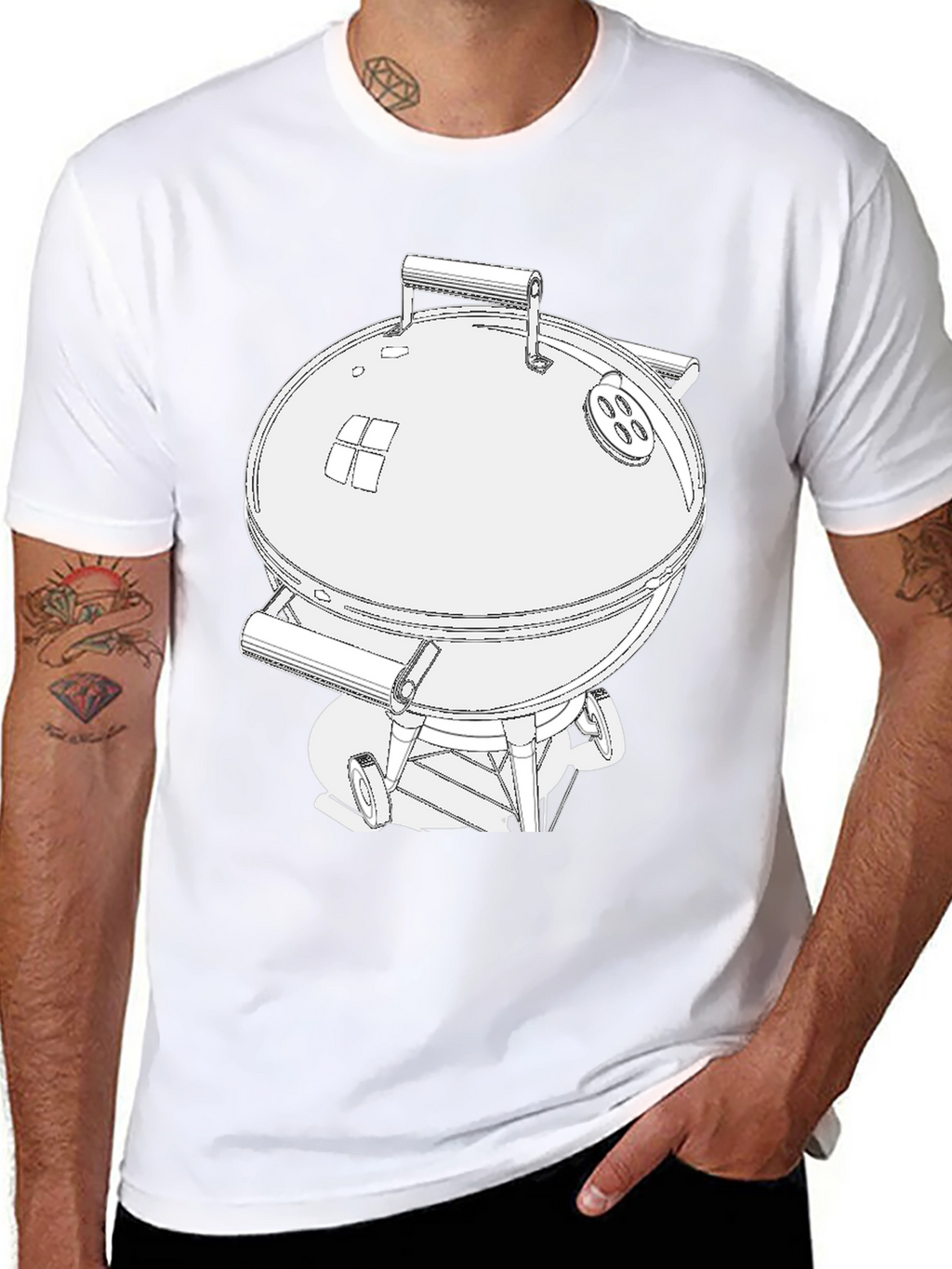 Camiseta Hombre con Diseño de Parrilla BBQ