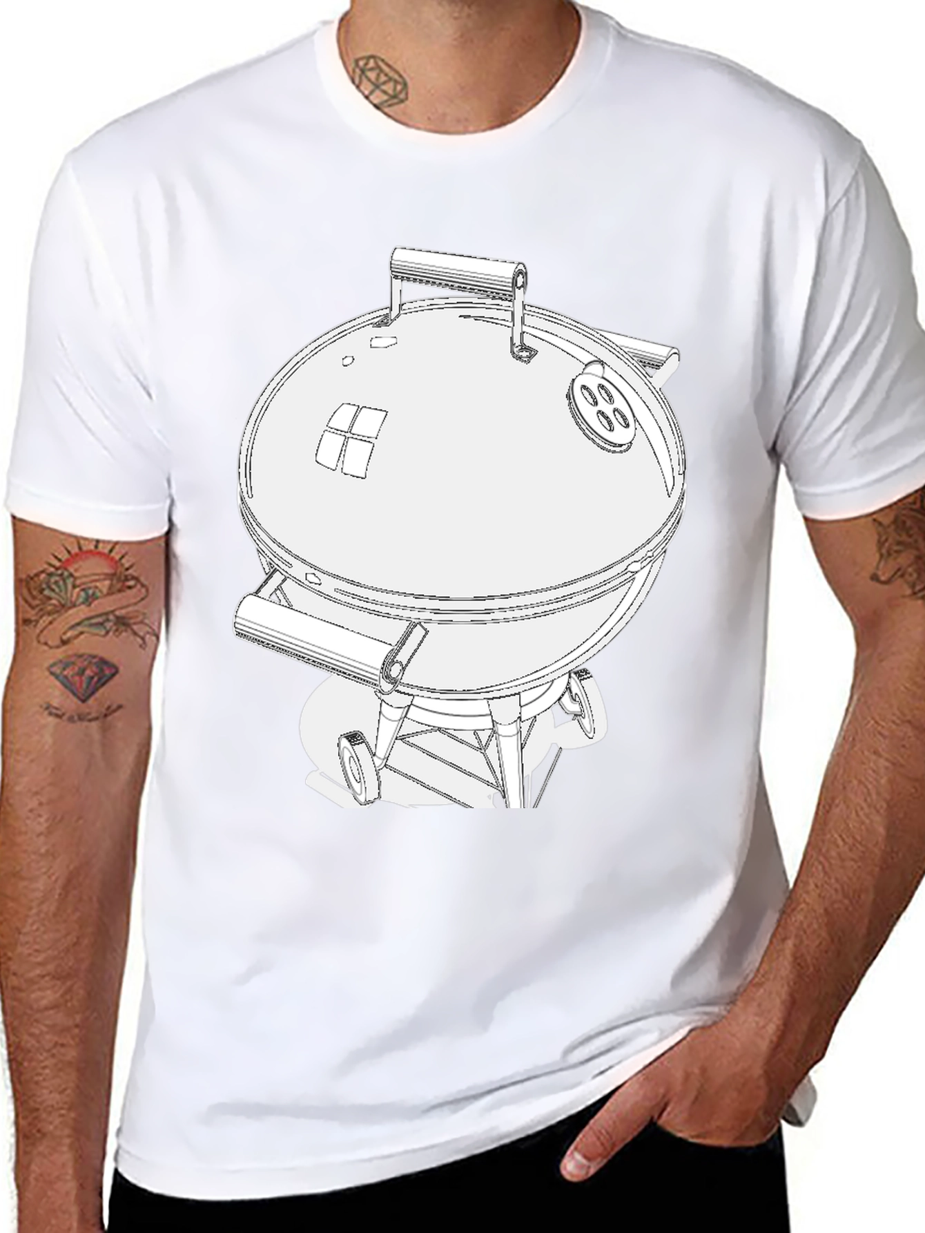 Camiseta Hombre con Diseño de Parrilla BBQ