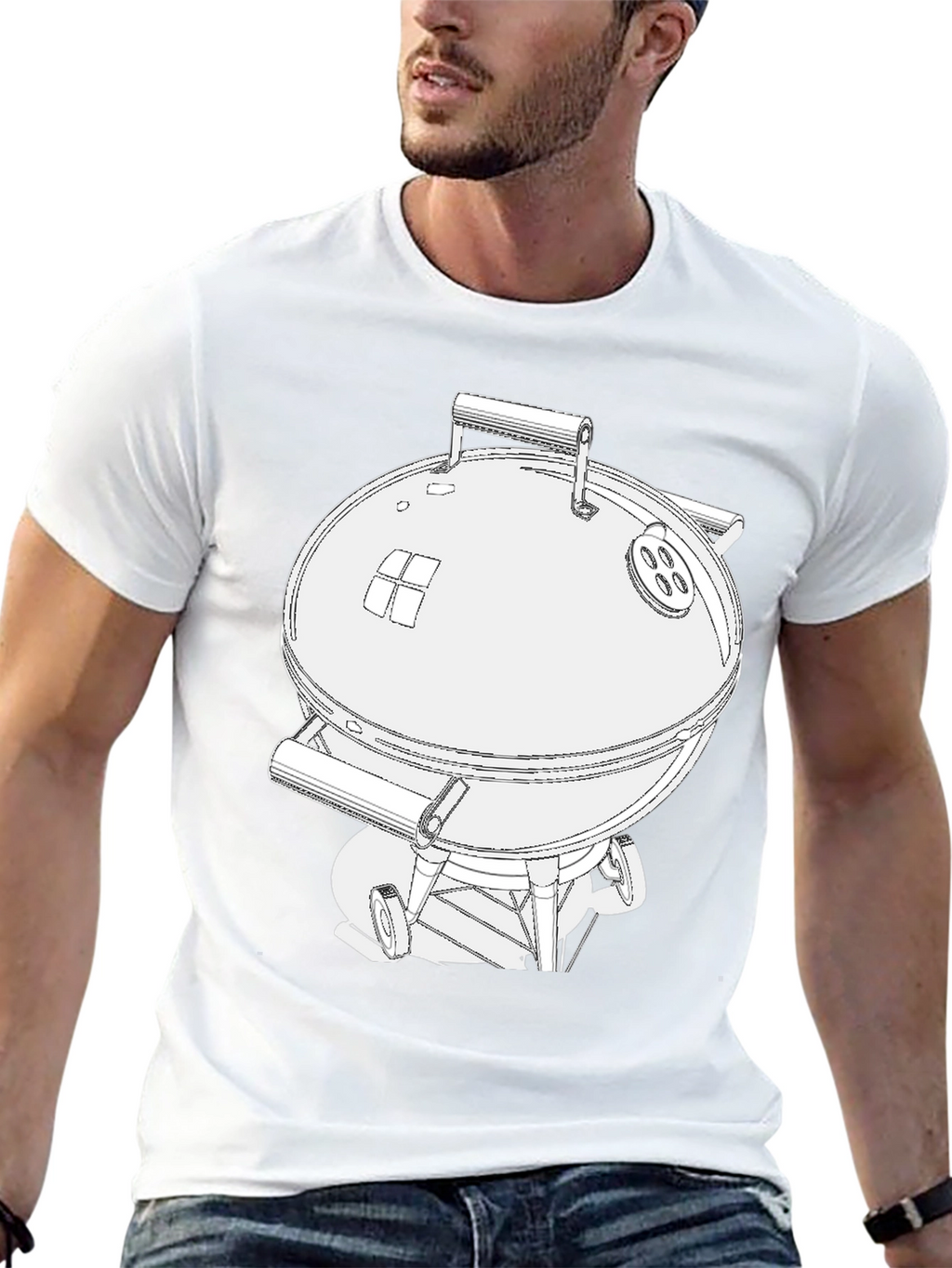 Camiseta Hombre con Diseño de Parrilla BBQ
