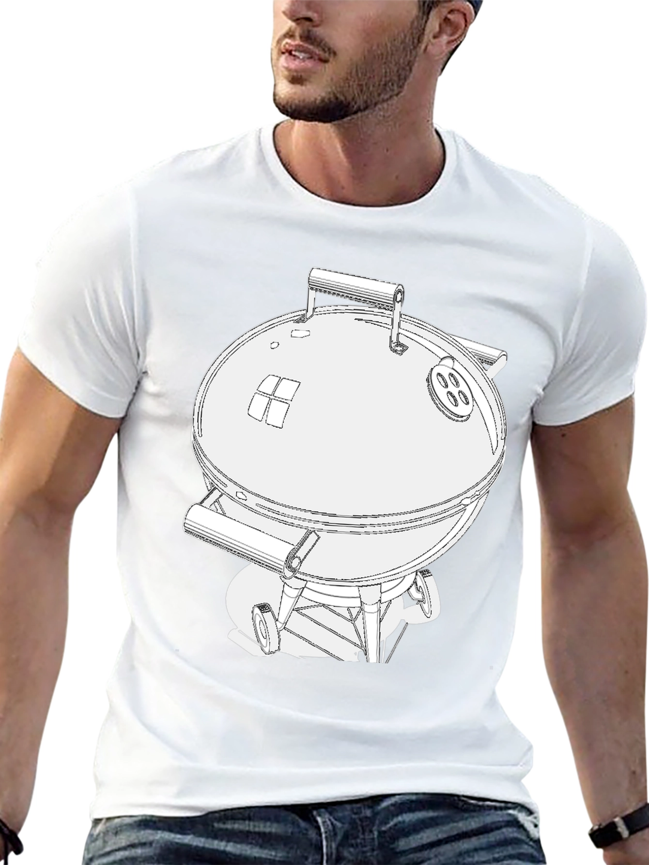 Camiseta Hombre con Diseño de Parrilla BBQ