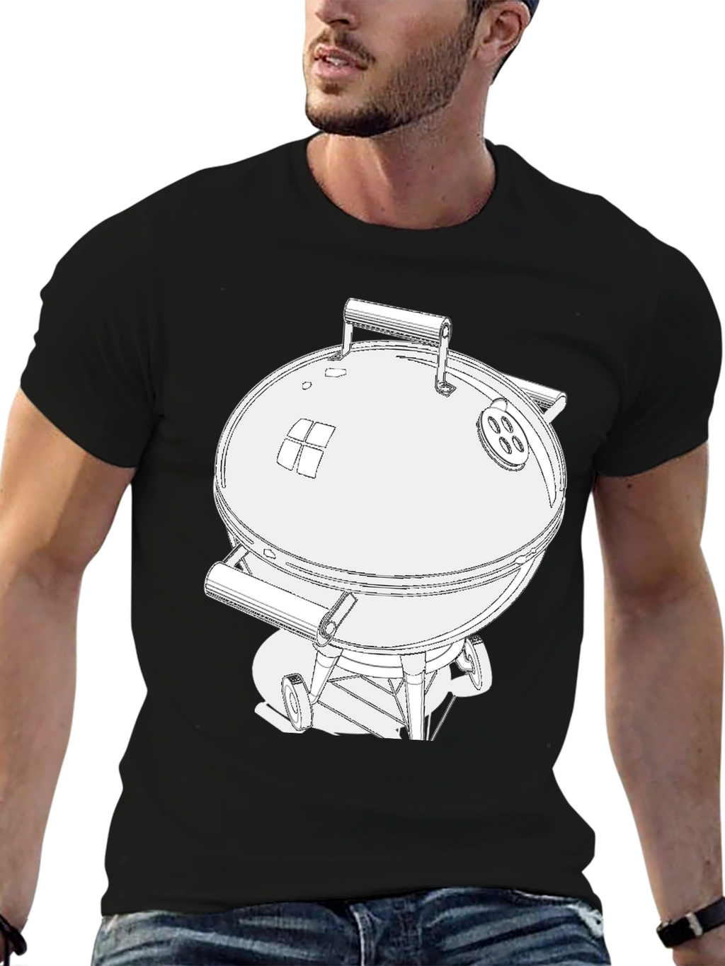 Camiseta Hombre con Diseño de Parrilla BBQ