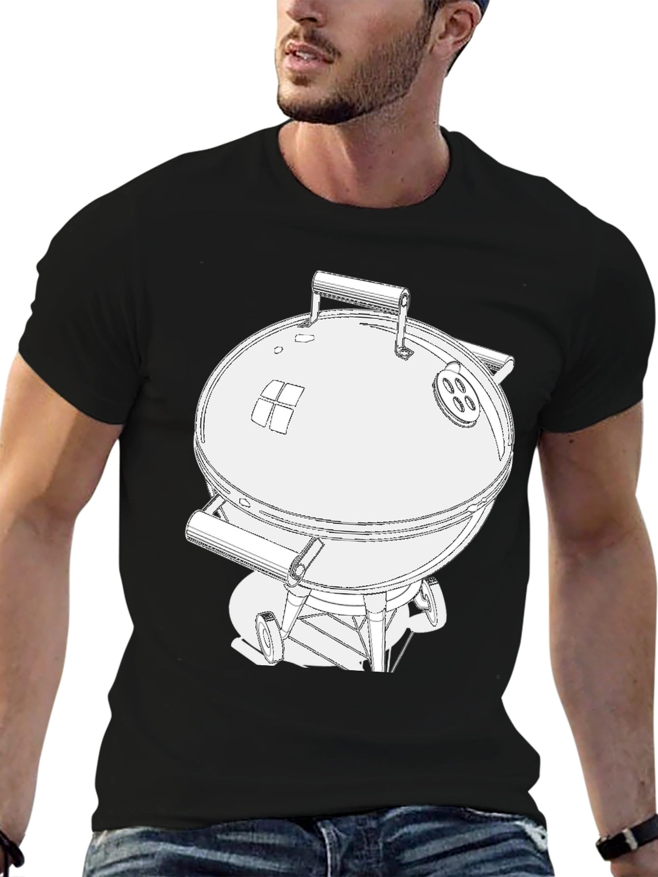 Camiseta Hombre con Diseño de Parrilla BBQ