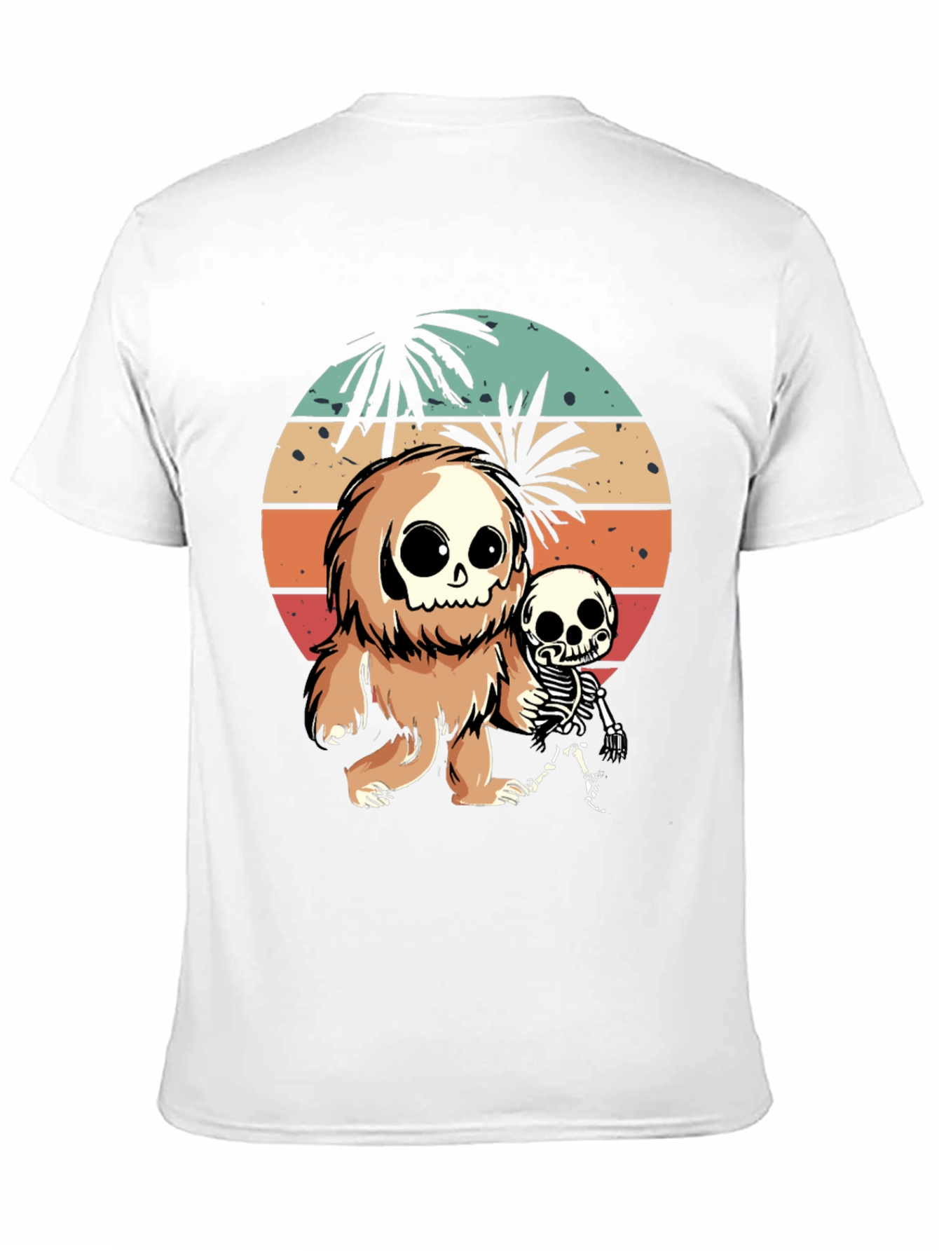 Camiseta Negra con Diseño de Bigfoot y Esqueleto