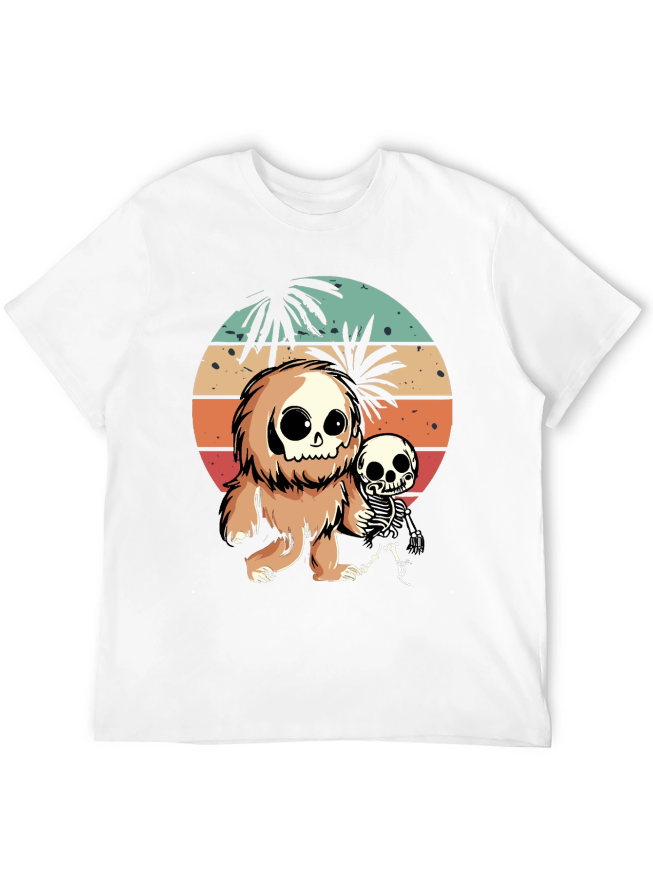 Camiseta Negra con Diseño de Bigfoot y Esqueleto