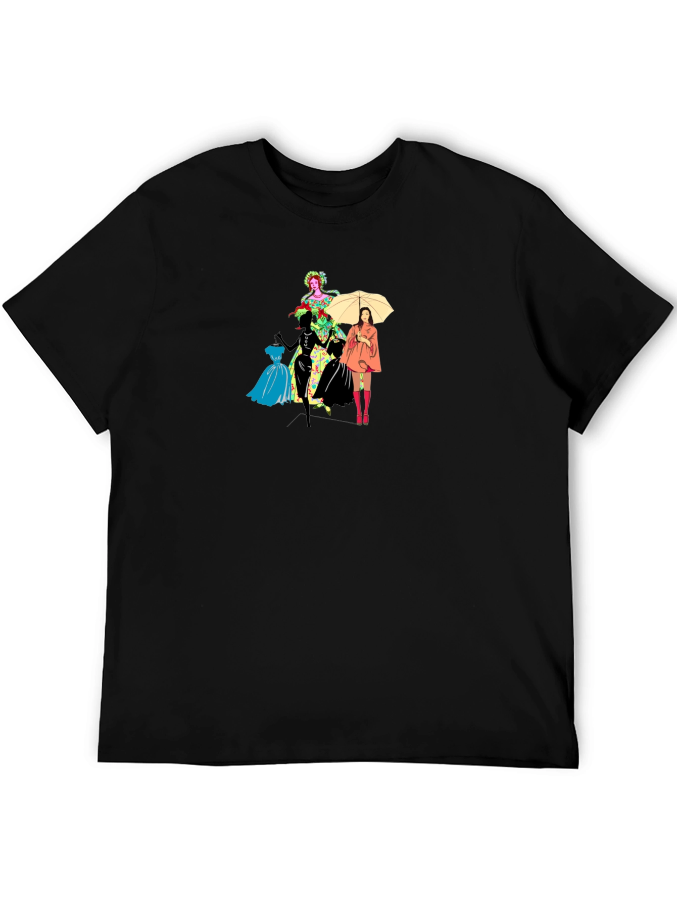 Camiseta Negra con Diseño de Moda Femenina