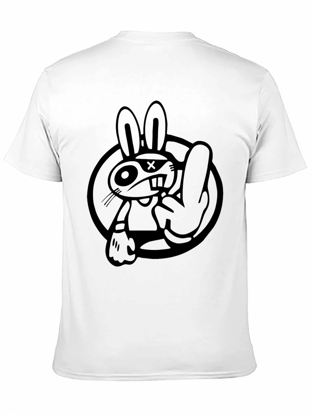 Camiseta Negra con Diseño de Conejo Rebelde