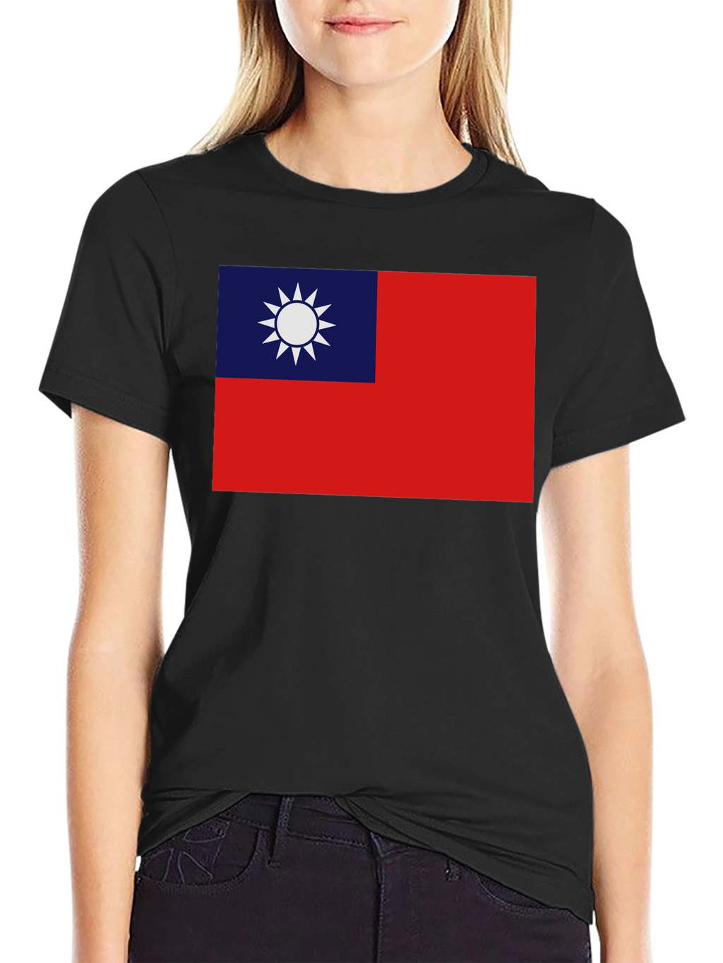 Camiseta Negra con Bandera Taiwanesa