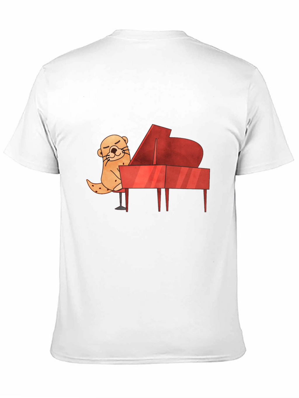 Camiseta Negra con Diseño de Nutria Pianista