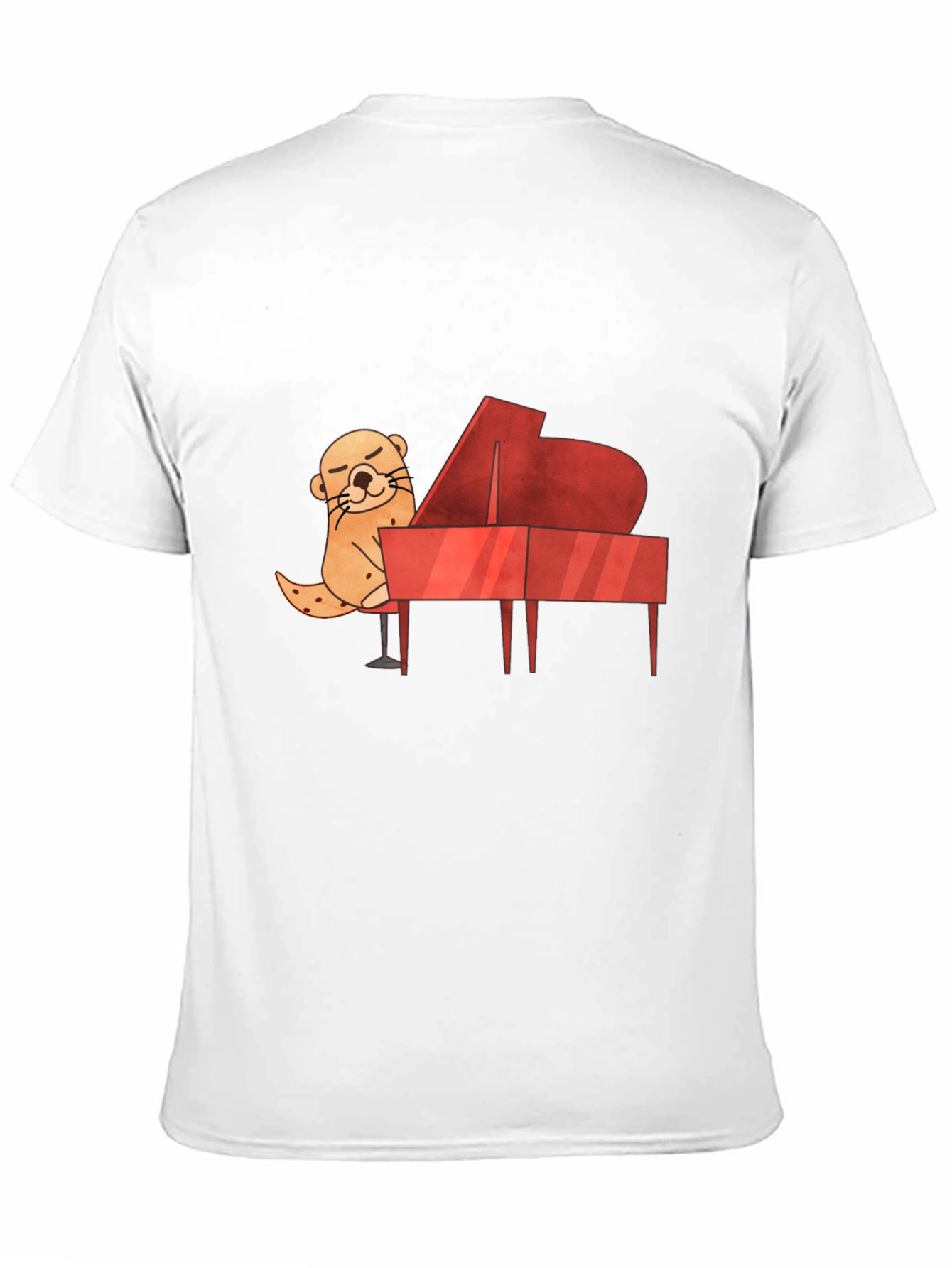 Camiseta Negra con Diseño de Nutria Pianista