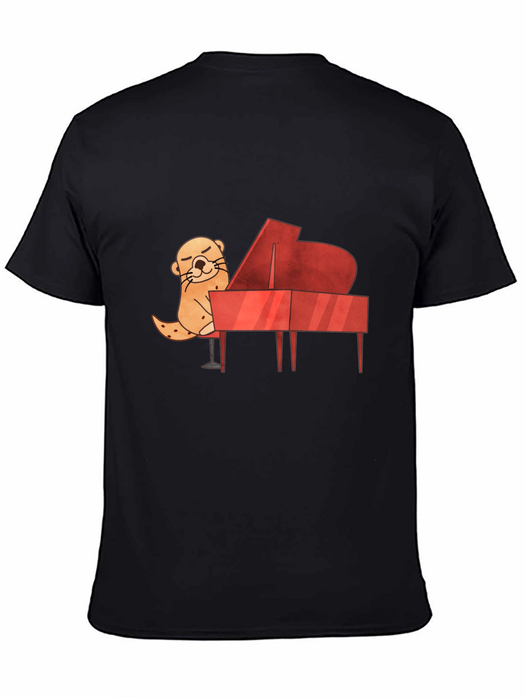 Camiseta Negra con Diseño de Nutria Pianista