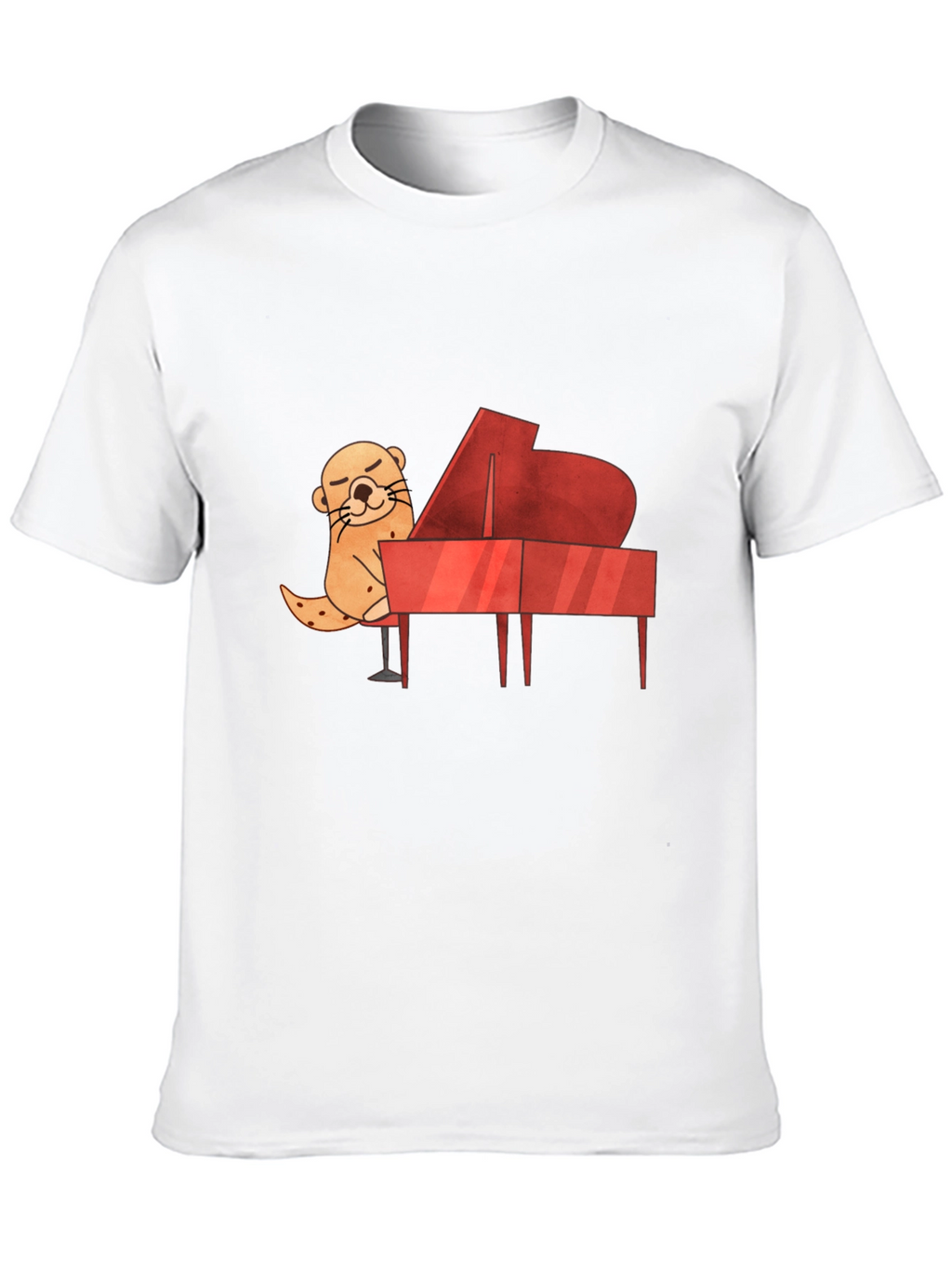 Camiseta Negra con Diseño de Nutria Pianista