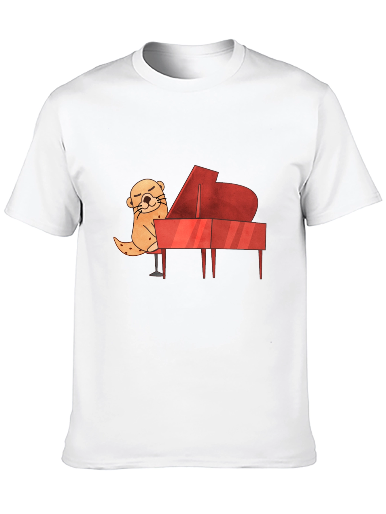 Camiseta Negra con Diseño de Nutria Pianista