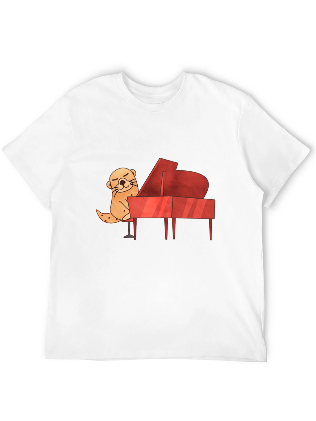 Camiseta Negra con Diseño de Nutria Pianista