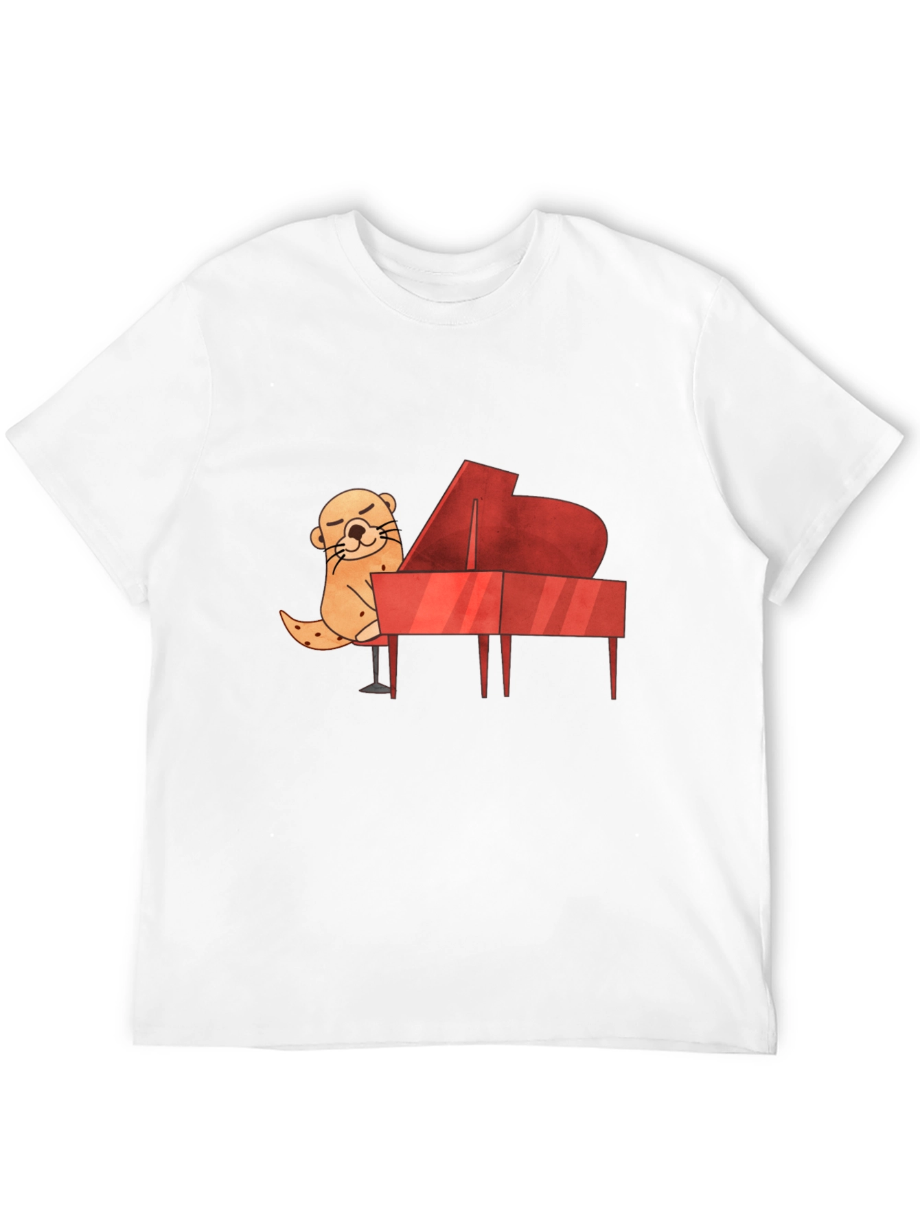 Camiseta Negra con Diseño de Nutria Pianista