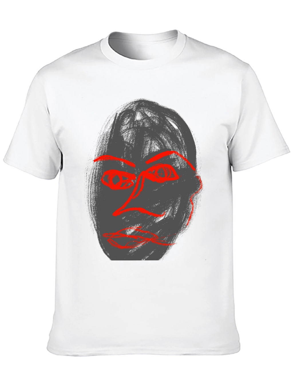 Camiseta Negra con Diseño Abstracto Facial