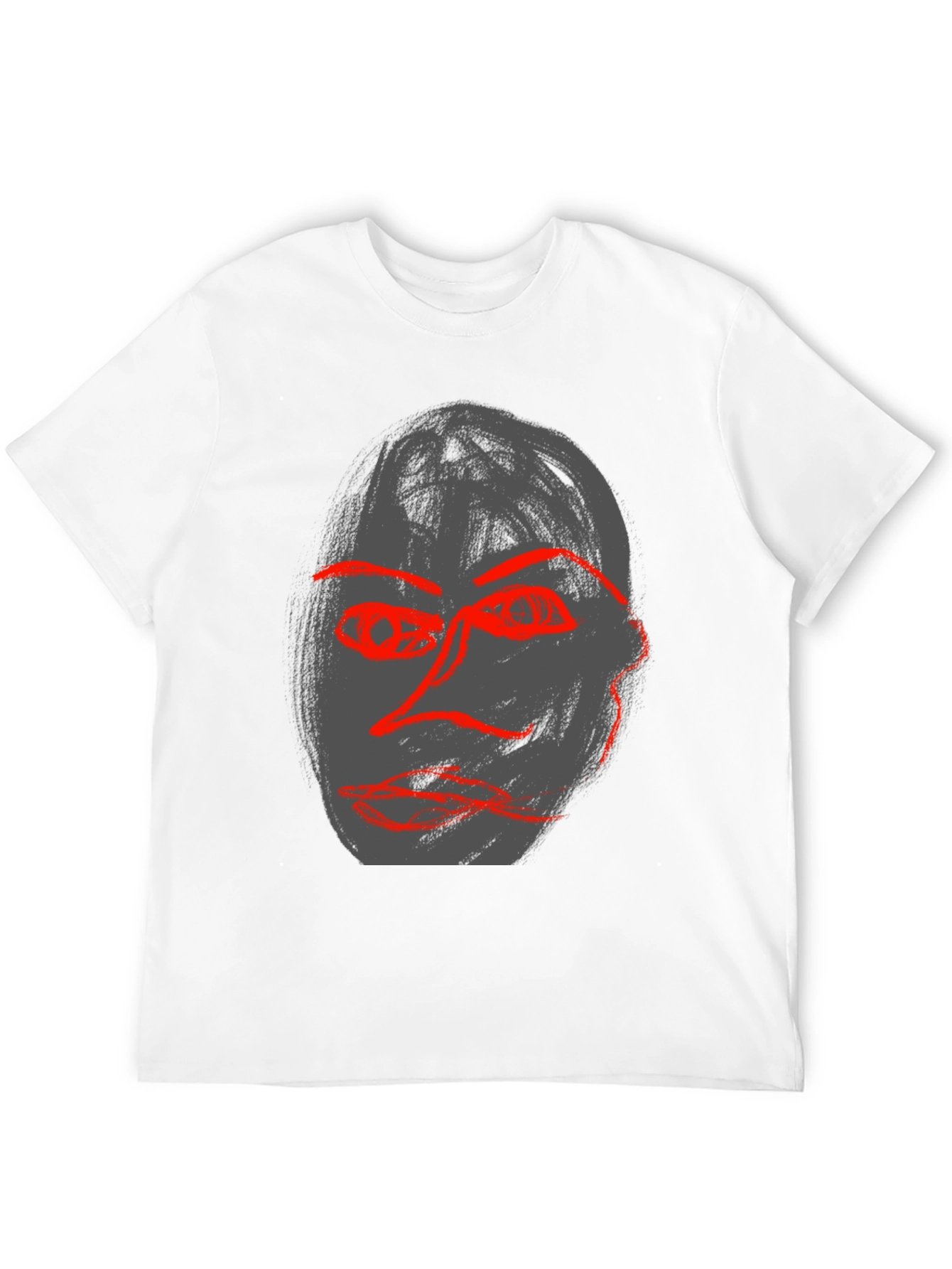 Camiseta Negra con Diseño Abstracto Facial