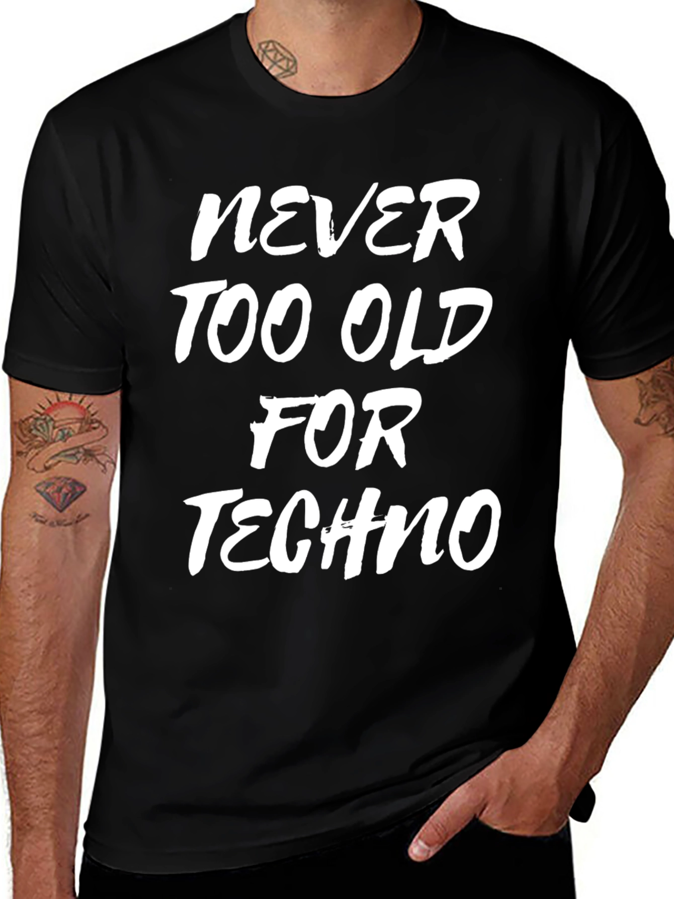 Camiseta Negra - Nunca Demasiado Viejo Para Techno